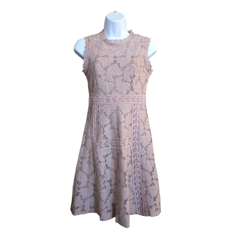 Altar'd State Lace Fit & Flare Dress Womens S Mauve Pink Boho Romantic Coquette